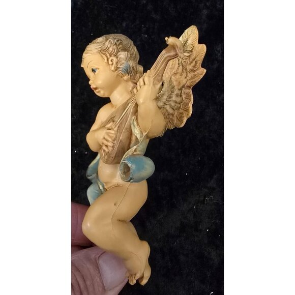 5" Cherub Angel Figurines Vintage Depose Italy Fontanini Playing Flute Mandolin - Picture 10 of 13